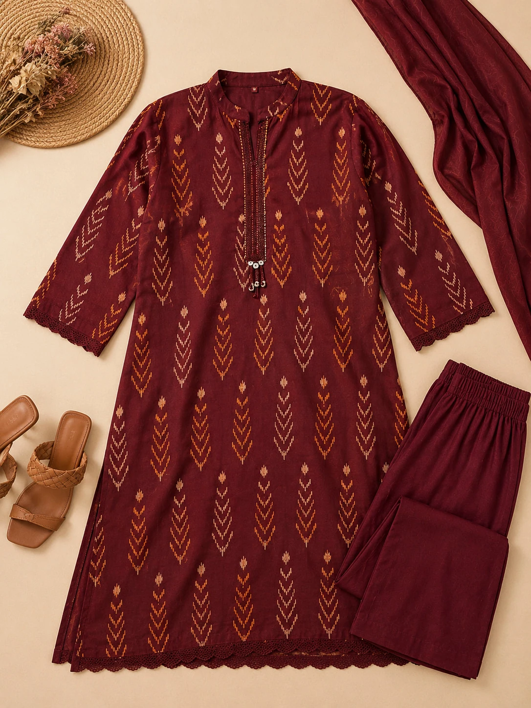 Pink Embroidered Kurta Set