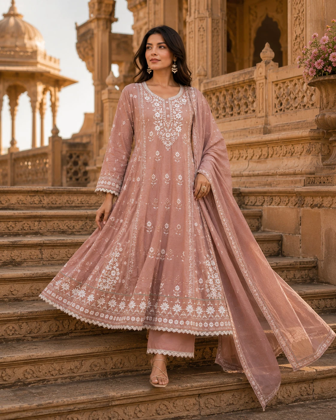 Women's Anarkali Kurta Pant Dupatta Set