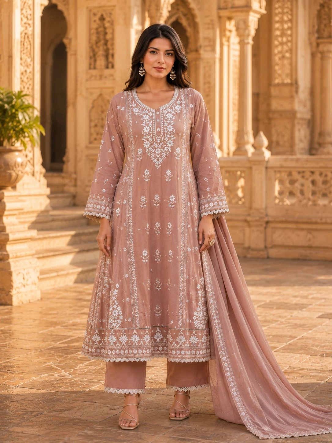 Women's Anarkali Kurta Pant Dupatta Set — view 3