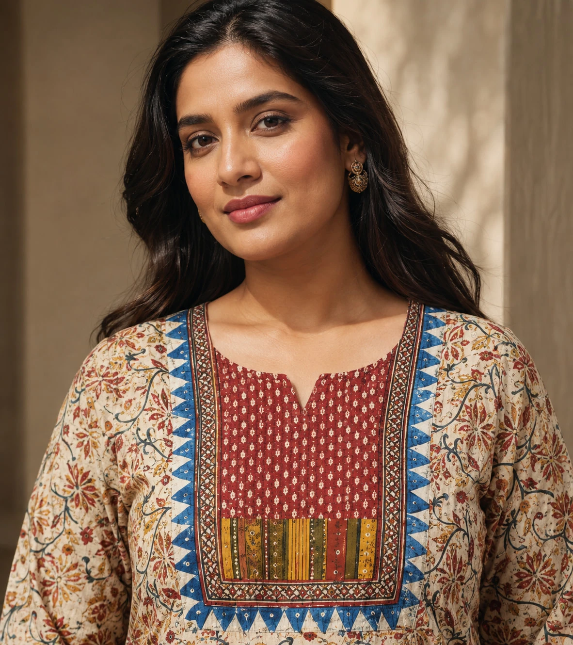 Multicolor Kalamkari Pure Cotton Printed Kurti — view 3