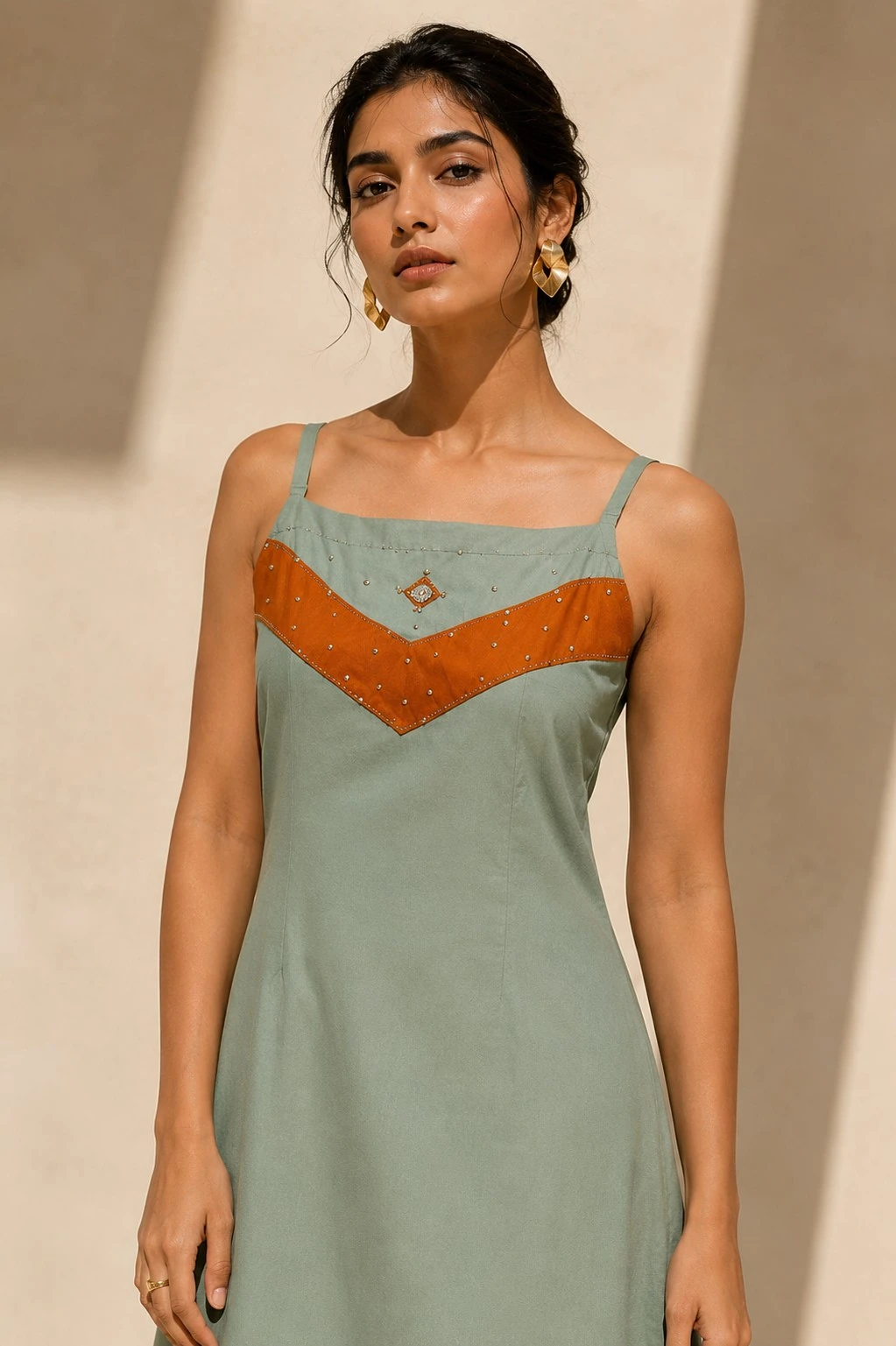 Sage Green Pure Cotton Yoke Design Kurta Set — view 3