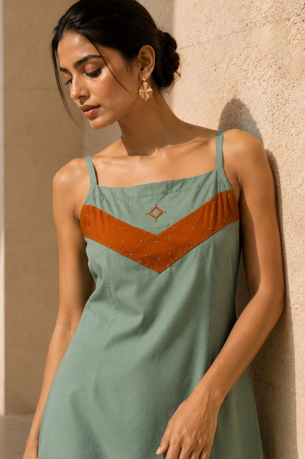 Sage Green Pure Cotton Yoke Design Kurta Set — view 8