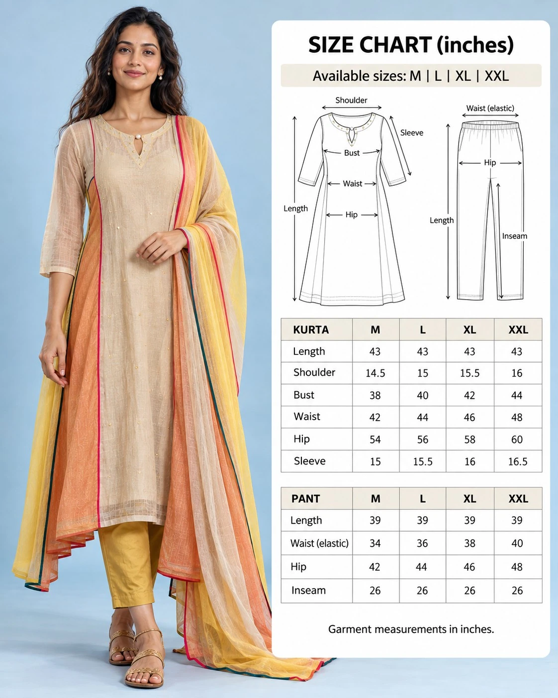 Beige Pearl, Bead & Sequin Neck Embroidered Mul Chanderi A-Line Kurta Pant Set with Mul Cotton Dupatta — view 9