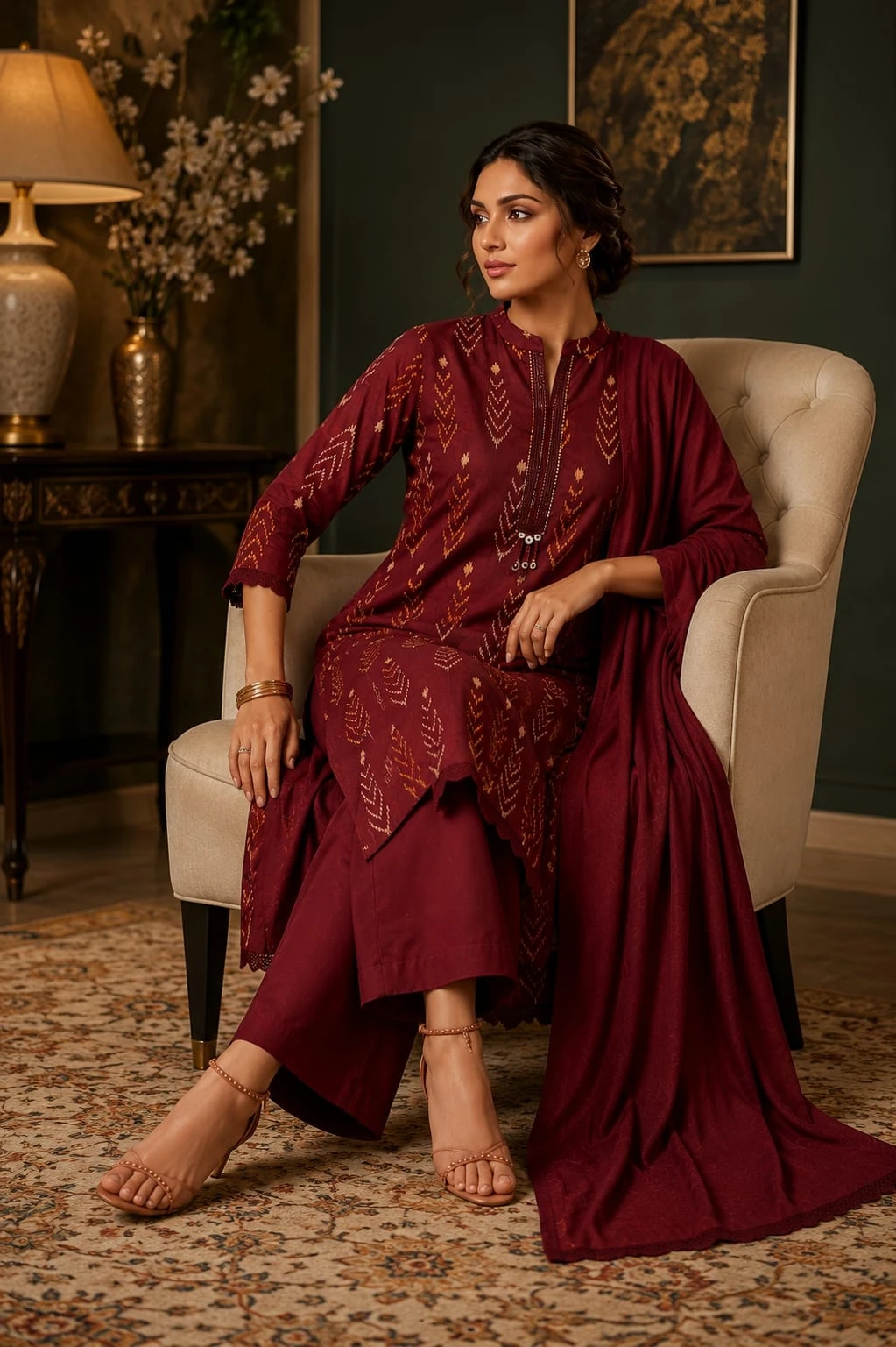 Pink Embroidered Kurta Set